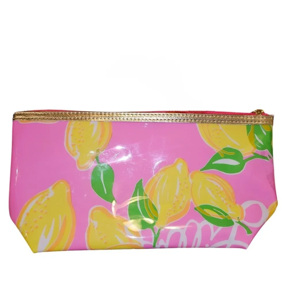 Lily Pulitzer Pink & Lemon Zip Closure Cosmetic Bag